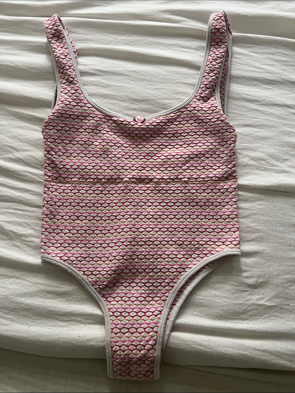 WOMENS STRETCHY LOW CUT PATTERNED BODYSUIT